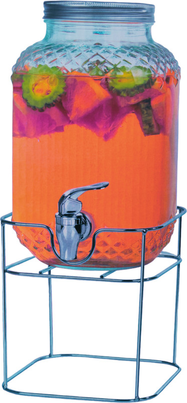 MDNSHO Glass Cold Water Beer Dispenser, Clear, Beverage Drink Dispenser with stand 4L Bottled Water Dispenser