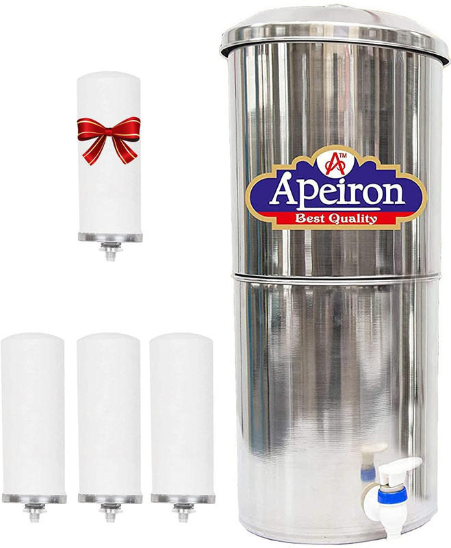 Apeiron Stainless Steel Water Filter 27L with 3 Carbon Candle Bottom Loading Water Dispenser