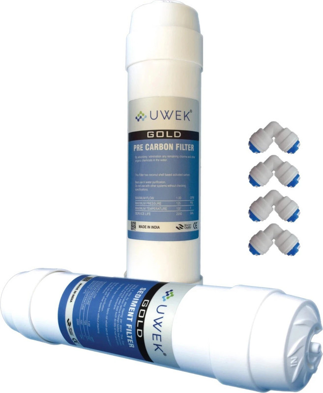 ACUALINE GOLD Pre Carbon & Sediment Inline Set with Elbow Suitable for RO Water Purifier Media Filter Cartridge(5, Pack of 2)