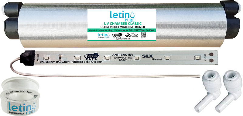 letino pure Push Fit Type UV Chamber with UV LED Strip, 2Pc Steam Lbow Solid Filter Cartridge(0.002, Pack of 6)