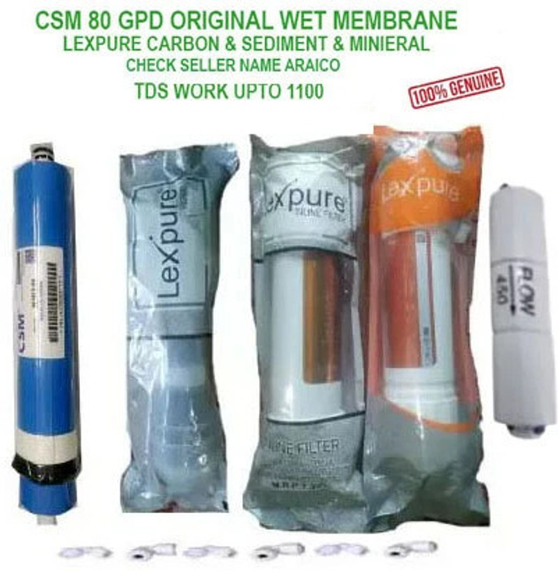 CSM MEMBRANE by CSM 80 GPD ORIGINAL WITH LEXPURE SEDIMENT & CARBON FILTER Media Filter Cartridge(0.005, Pack of 10)