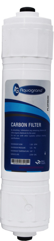 Aquagrand Carbon Filter and 2 Elbow Connector, Inline Filter for all RO Water Purifier Solid Filter Cartridge(.001, Pack of 1)