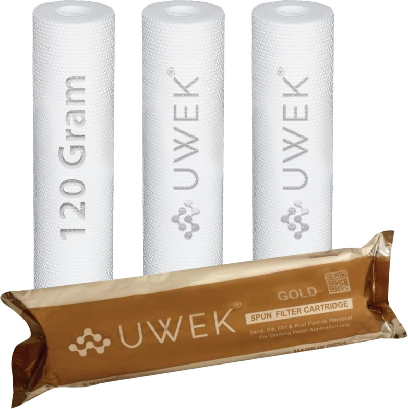 UWEK GOLD PP Spun 10 Inch 120 gm, RO Water Purifier Pre filter Candle Solid Filter Cartridge(5, Pack of 4)