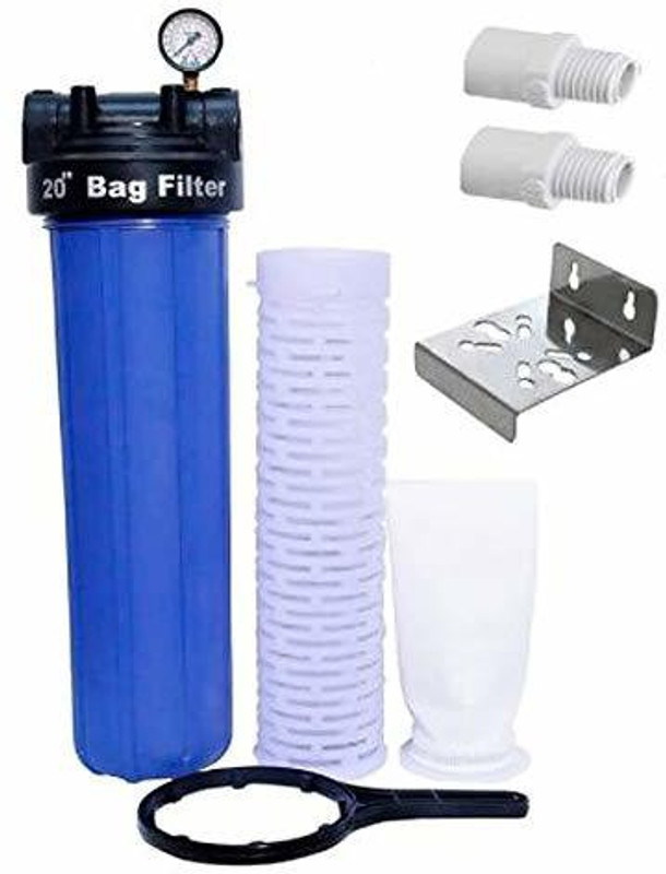 KRPLUS Whole House Water Filter, 20 inch Bag Filter Assembly with 1 Inch Inlet-Outlet, Solid Filter Cartridge(5, Pack of 6)