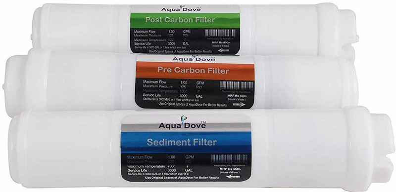 AQUA DOVE by Aqua Dove Universal Carbon Sediment Kit Premium Filter for Water Purifiers( RO/UV/UF Set) Solid Filter Cartridge(0.4, Pack of 3)
