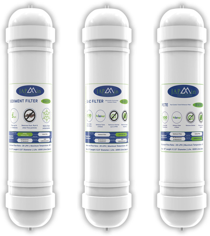 Japmin RO Filter Kit - Sediment, Pre Carbon & Post Carbon Filter for Water Purifier Media Filter Cartridge(Micron Not Applicable, Pack of 3)