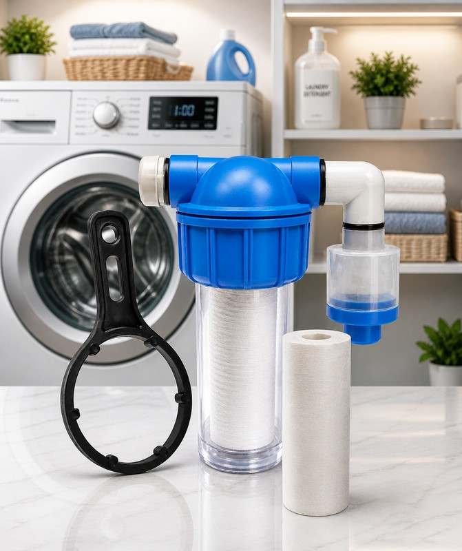 KRIV Washing Machine Water Filter | Sediment + Anti-Scale Filter for Hard Water Solid Filter Cartridge(5 microns, Pack of 1)