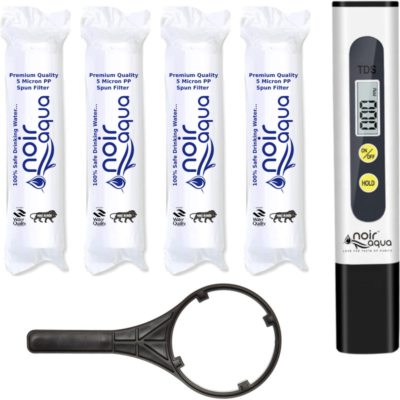 Noir Aqua 4pcs PP Spun Filter + TDS Meter + Spanner for all types of water purifier Solid Filter Cartridge(5, Pack of 6)