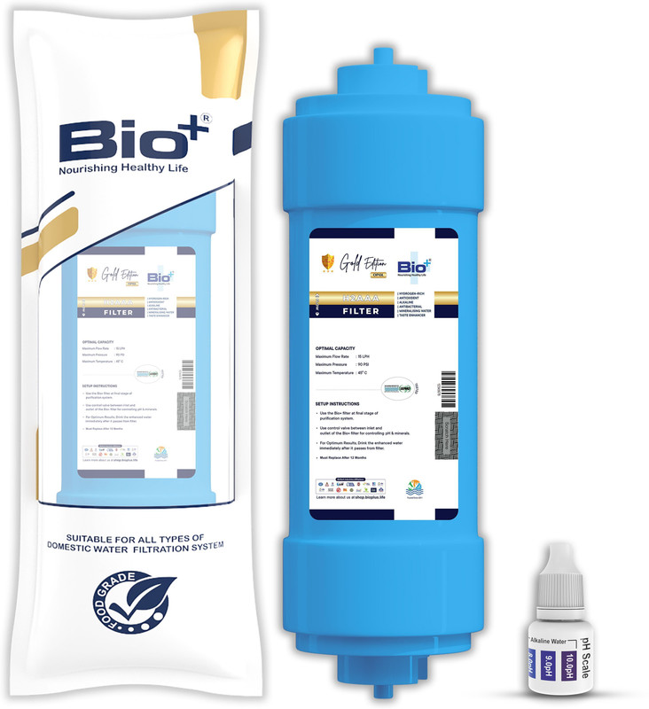 Bioplus 8" Alkaline Water Purifier Filter | Mineral Water Filter for RO - Blue Media Filter Cartridge(6000L Lifespan, Fits Most RO Machines, 7-in-1 H2AAA Water Filter, Pack of 1)