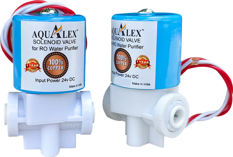 AQUALEX Pokar RO , 2 nos Solenoid Valve (SV) 24v DC , SLC/ SLX Type Pushfit Model , Suitable for RO water purifier Solid Filter Cartridge(5, Pack of 2)