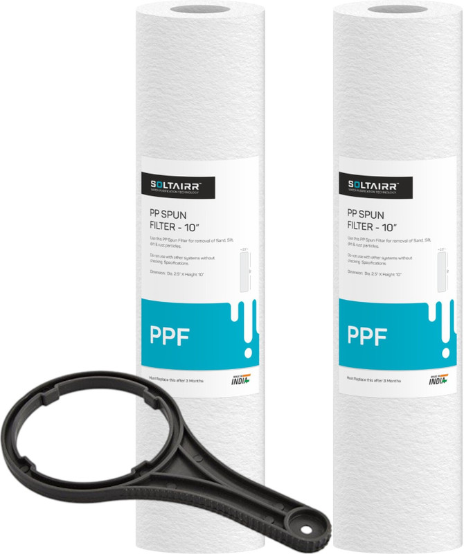 SOLTAIRR 10" Spun Filter (5 Micron), ro filter kit ( water filter ), Pack of 3 Solid Filter Cartridge(0.5, Pack of 3)