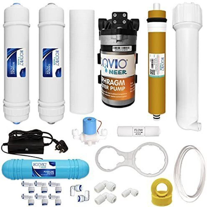 konvio neer 100GPD Booster pump, Carbon Sediment Filter, Spun 10INCH, 80GPD MMB, for all RO Media Filter Cartridge(0.005, Pack of 11)