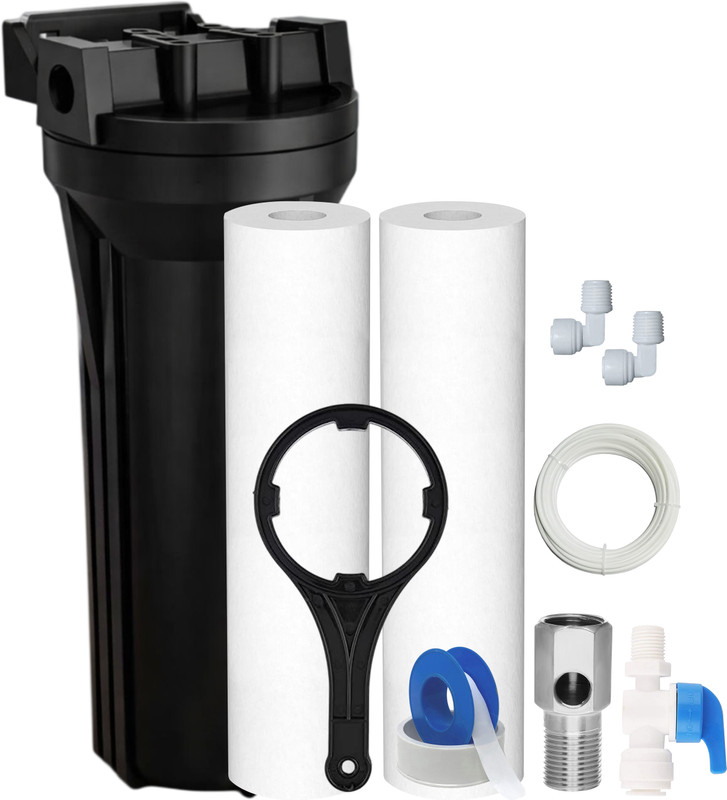 OceanDrop ro set of Pre Filter Housing With 2 PP,Spanner, Pipe, Elbow, Valve & Tap. Solid Filter Cartridge(0.5, Pack of 1)