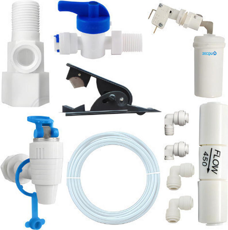 Zecqua Ro Full Fitting Kit With 100% Food Grade Plastic Media Filter Cartridge(0.1, Pack of 11)