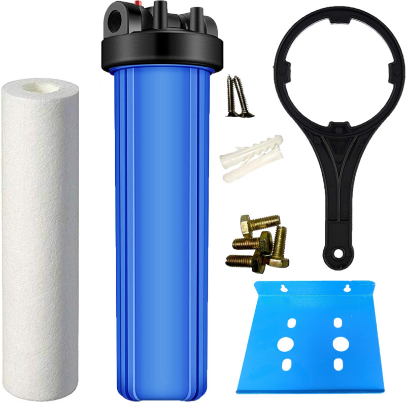 AMPEREUS 20 Inch Jumbo Housing Water Filter with PP Spun (1.5-inch Inlet Outlet) Solid Filter Cartridge(5, Pack of 1)