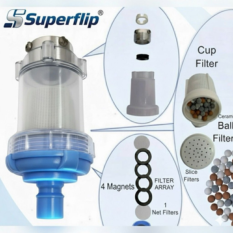 SUPERFLIP by Superflip Tap Adaptor 4 MAGNET & CERAMIC BALL Softener Washing machine/Dishwasher Solid Filter Cartridge(0.5, Pack of 1)