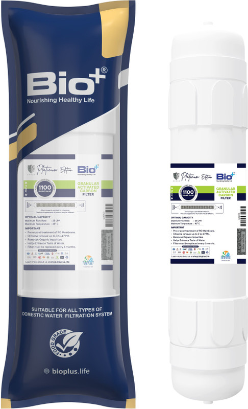 Bioplus GAC Filter 11" Granular Activated Carbon Cartridge | 7000L Life RO Carbon Filter Media Filter Cartridge(Fits Most RO Machines, Pack of 1)