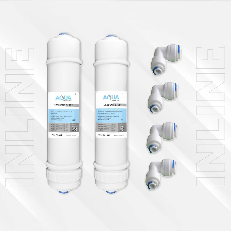PURE EAU carbon + sediment filter with free connector and 3 mtr pipe Solid Filter Cartridge(0.5, Pack of 2)