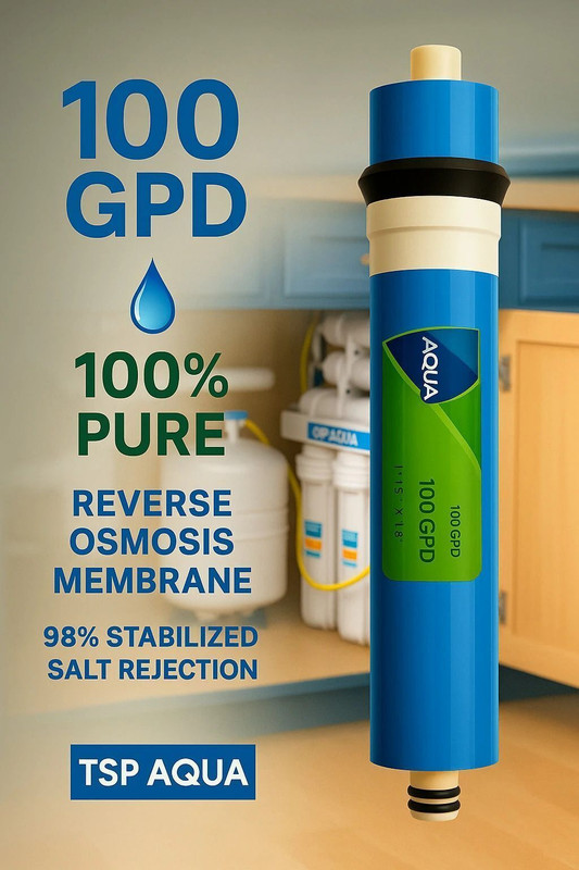 TSP AQUA by TSP Aqua (100 GPD) RO High 3000 TDS Membrane Spare for All Type of RO Water Purifier Solid Filter Cartridge(0.005, Pack of 1)