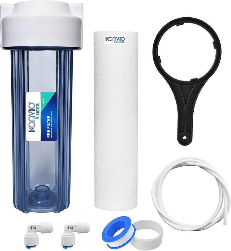 konvio neer Heavy Duty Transparent Pre Filter Kit for RO Water Purifier (1/4" connector) Solid Filter Cartridge(0.005, Pack of 3)