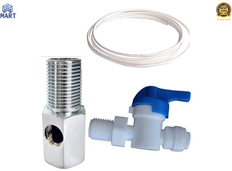 GRMART RO Steel Inlet Ball Valve Set of ¼ Inch with Plastic Connector for Connection Solid Filter Cartridge(0.5, Pack of 3)