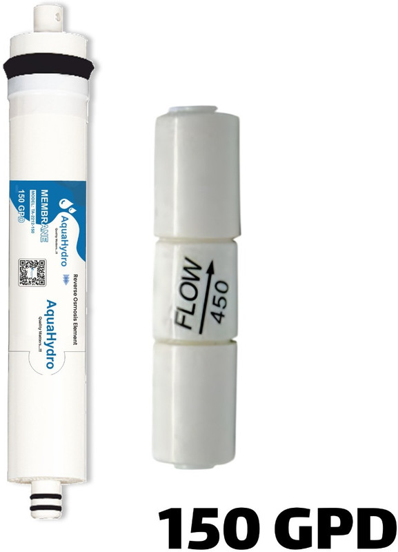 AQUAHYDRO RO Membrane 150 GPD with Flow Restrictor, Solid Filter Cartridge(0.5, Pack of 1)