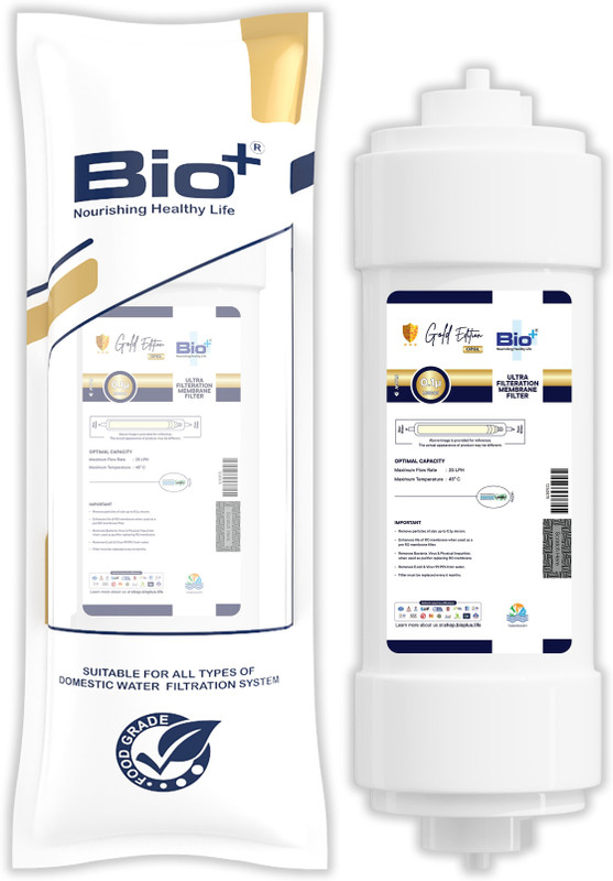 Bioplus 8” UF Membrane, Advanced Filteration Purification System for Crystal Clear Water String Filter Cartridge(High-Performance Filtration - 0.1 Micron, 7,000L Lifespan, Pack of 1)