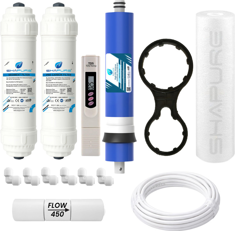 SHAPURE Complete RO Service KIT 80 GPD Membrane Compatible with most Water Purifier Solid Filter Cartridge(0.005, Pack of 1)