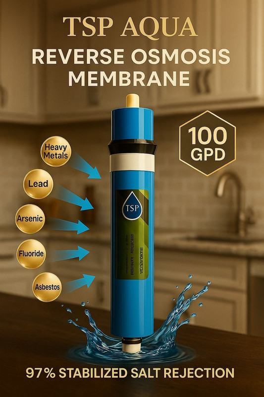 TSP AQUA by TSP Aqua New 100GPD Membrane, Solutions RO Reverse Osmosis Compatible Replacement RO Solid Filter Cartridge(0.005, Pack of 1)