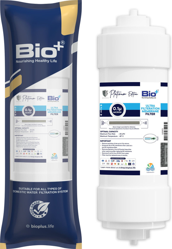 Bioplus UF Water Purifier Filter | 8" Ultra filtration Membrane Filter | 7000L Life | String Filter Cartridge(0.1 Micron, Pack of 1)
