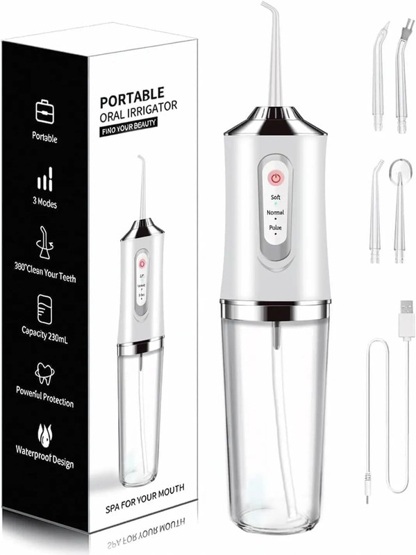 Kripara Sales Handheld Electric Water Flosser – Deep Clean Dental Oral Irrigator (4 Nozzles) Water Flosser(Cordless)