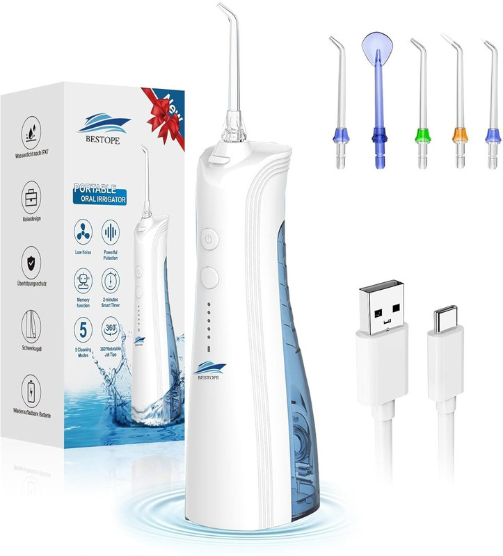 Bestope IPX7_5Modes_5 Jet Tips Water Flosser(Cordless)