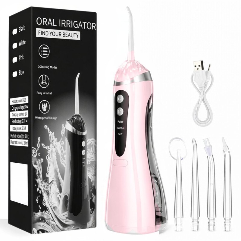 The Haven Hut Water Flosser for Teeth 3 Modes 200ml Tank 4 Nozzles Waterproof USB Blue Water Flosser(Cordless)