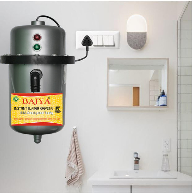 Bajya 1 L Instant Water Geyser (1 L Instant Portable Water Geyser||Instant Hot Water Portable Geyser Is Compact||Light Weight ||Shock Proof||Rust Proof||Can Be Used In Bathroom||Kitchen||Beauty Parlor||Hand-wash||Factory||Hospitals||Health Club etc., Multicolor) 1 L Instant Water Geyser(Grey)
