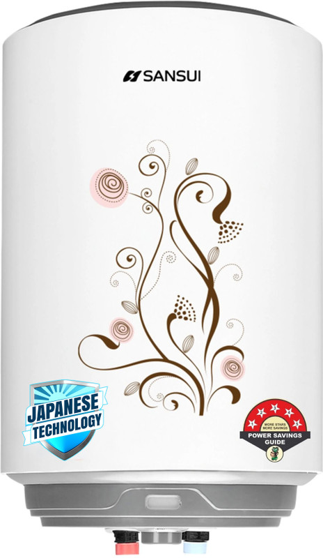 Sansui AquaZen-15L 15 L Storage Water Geyser IPX4 Water Safe 5 Star BEE Energy Rating BIS Certified 8 Bar Pressur Copper Heating Element Shock Proof(White)