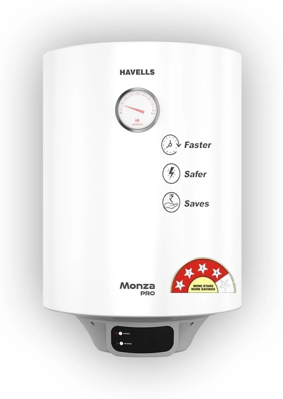 HAVELLS Monza/Monza Pro 25 L Storage Water Geyser | 4 Star BEE Energy Rating | Glassline Tanked(White)