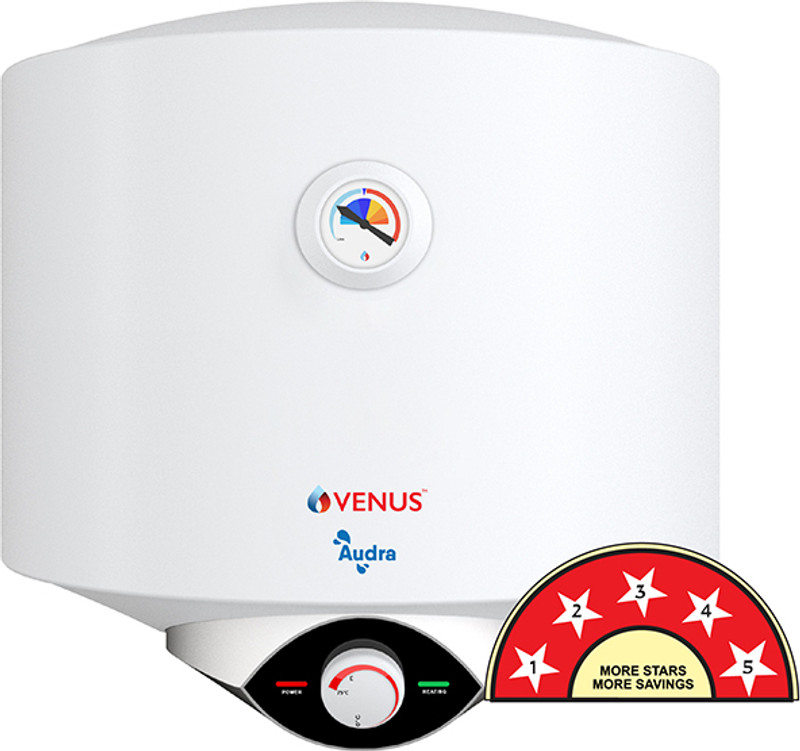 Venus Audra 25AV 25-Litre (Ivory) Water Heater, Porcelain Enamelled Glass Lined Tank , BEE Star Rating - 5 Stars:ISI, Free Flexible Hose 25 L Storage Water Geyser(Ivory)