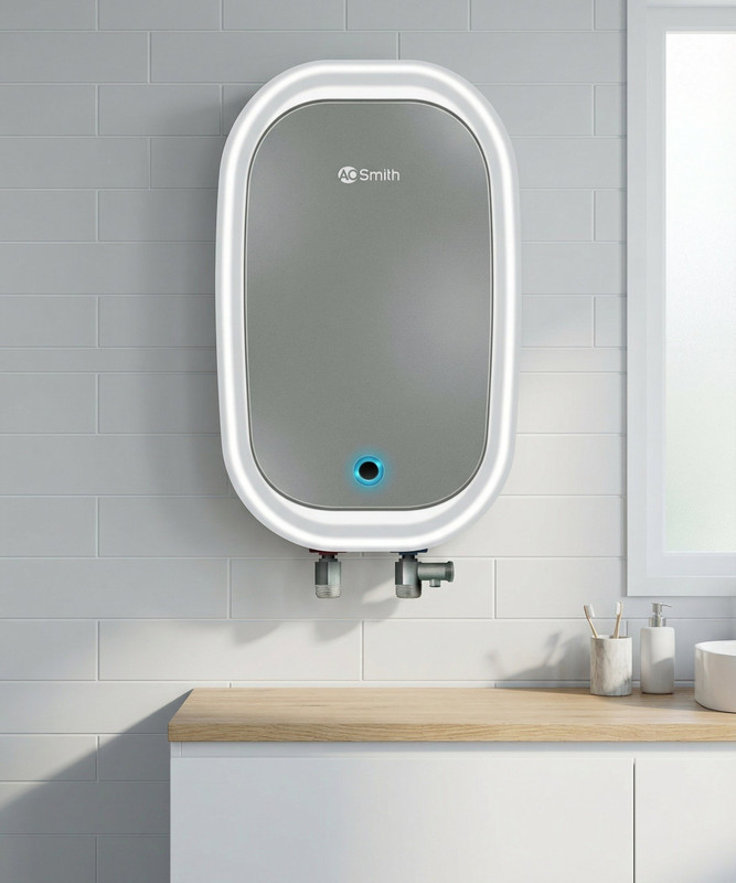 AO Smith FORCENXT-005L 5 L Instant Water Geyser | 3kW | Shock-proof outer body | Designed for high rise buildings with 6.5 bar pressure rating | Made for Kitchen and Bathroom(White)