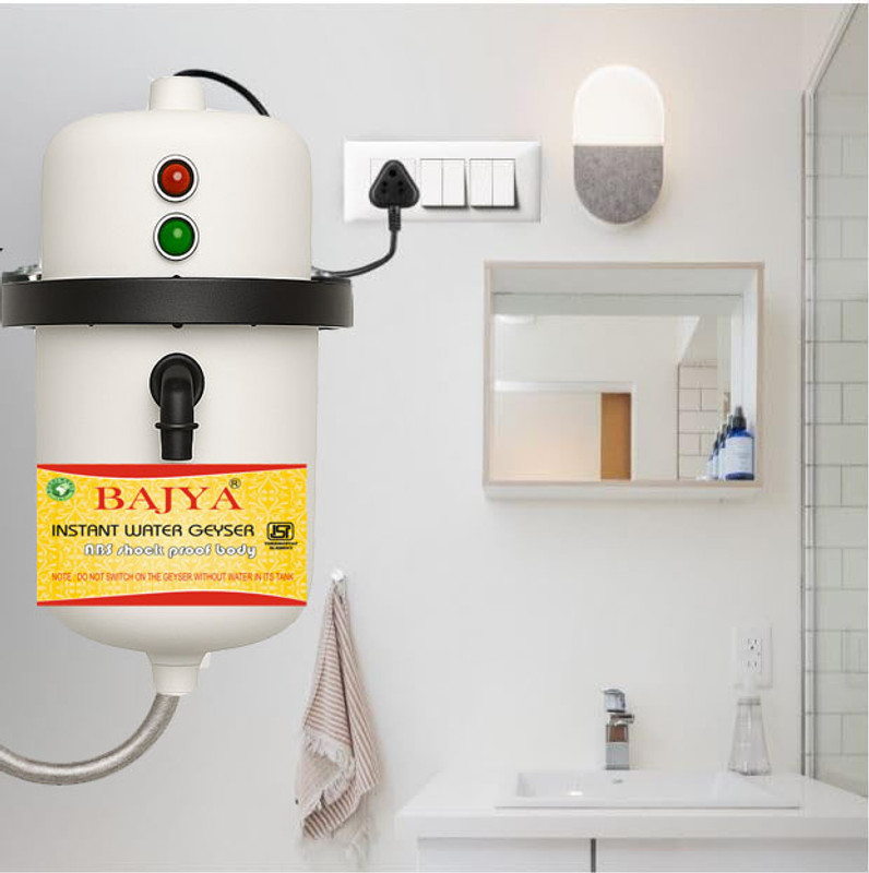 Bajya 1 L Instant Portable Water Geyser||Instant Hot Water Portable Geyser Is Compact 1 L Instant Water Geyser(White)