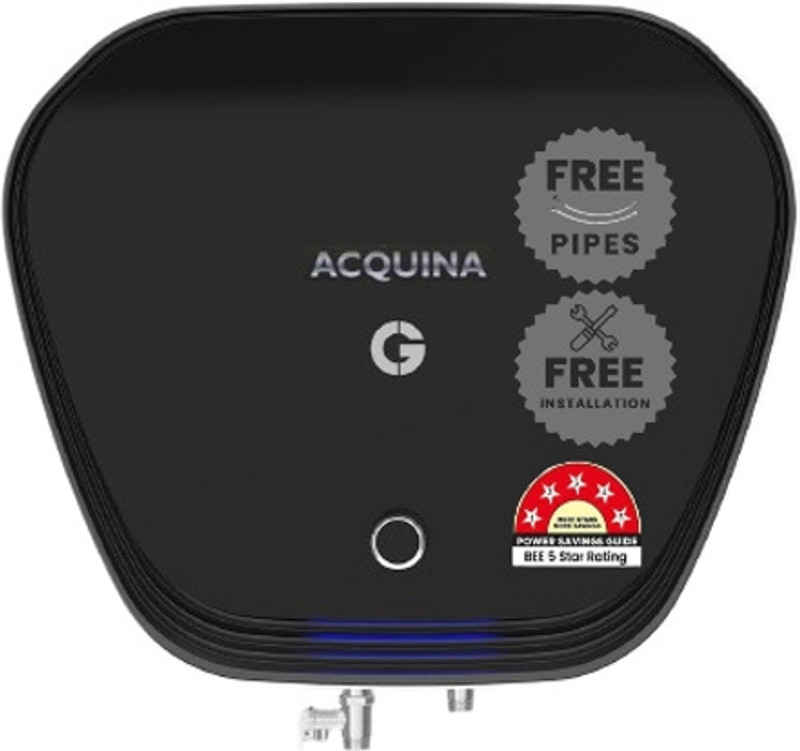 CG ACQUINA 15 L Storage Water Geyser | 5 Star BEE Energy Rating | Glassline Tanked | with Free Pipes and Free Installation(Black)