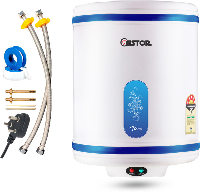 GESTOR STORM 25 L Storage Water Geyser | with Free Pipes(Off White, Blue)