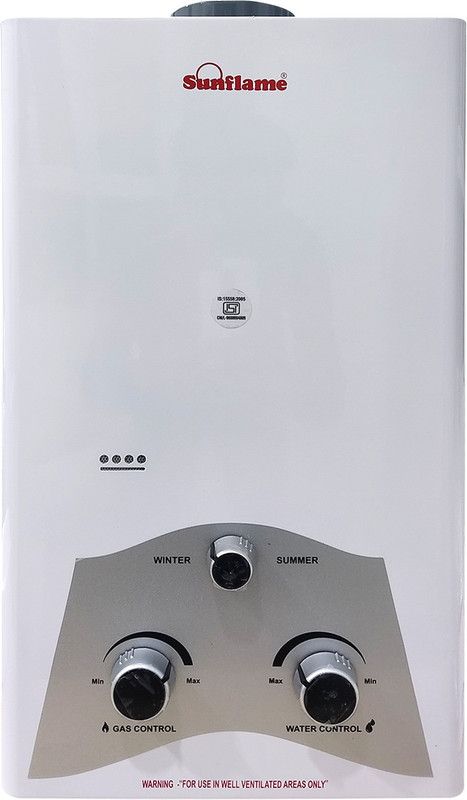 Sunflame 6 L Gas Water Geyser (LPG Water Geyser SF-5006 – O.H. Protect – Auto Gas Cut-off – Auto Ignition-White, White)