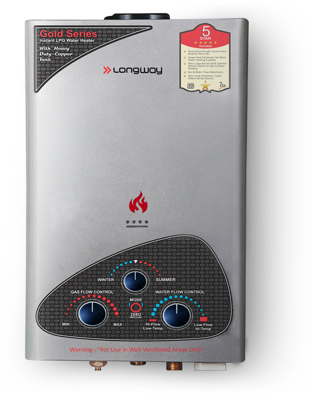 Longway 7 L Gas Water Geyser (Xolo gold dlx, Silver)