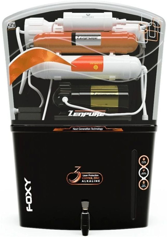 ZENPURE FOXY 15 L RO + UV + UF + Minerals + Alkaline Water Purifier(Black)