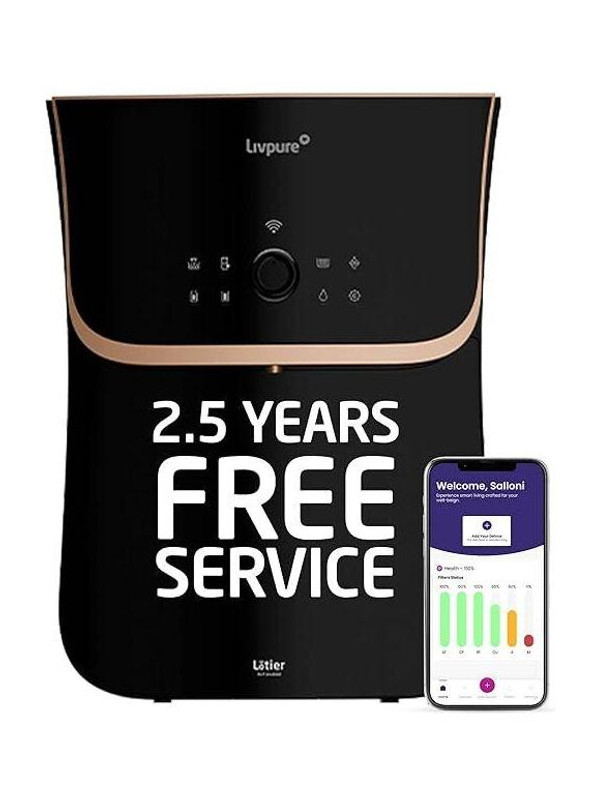 LIVPURE LIV-LOTIER-AIOT 6.5 L RO + UV + UF + Copper + Alkaline + Minerals Water Purifier 2.5 Years Free Service, No Questions Asked |10 Stage Advanced Purification(Black)