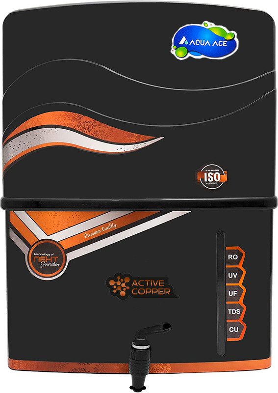 AQUA ACE Copper+Alkaline RO Water Purifier Full Automatic With Goodness Of Copper 12 L RO + UV + UF + TDS Control + Alkaline + UV in Tank Water Purifier(Black)