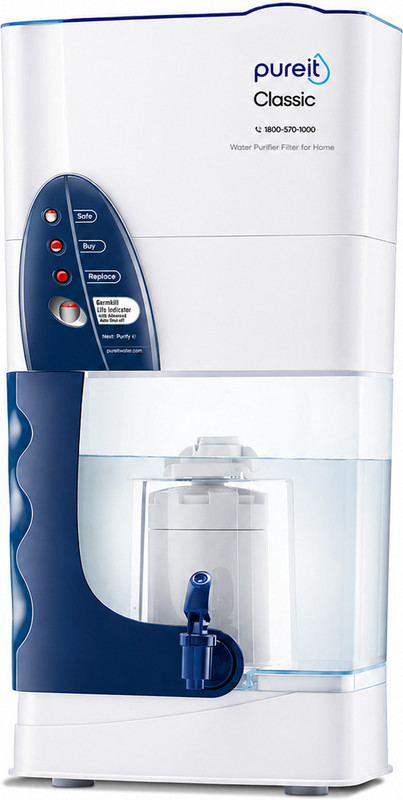 Pureit Classic 23 L Gravity Based Water Purifier | Activated Carbon Filtration | No Electricity Required | Multi-Stage Purification: Uses programmed Germ Kill technology(White)