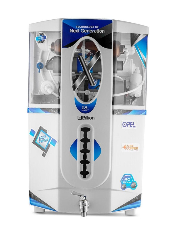 Billion Innopure Opel 18 L RO + UV + UF + Copper + TDS Control Water Purifier with Pre filter and BIS Certified(Balck5)