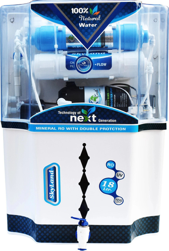 AQUA SKYLAND Model With UF Membrane filter RO + UF MEMBRANE FILTER+TDS 18 L RO + UF + TDS Water Purifier(White)