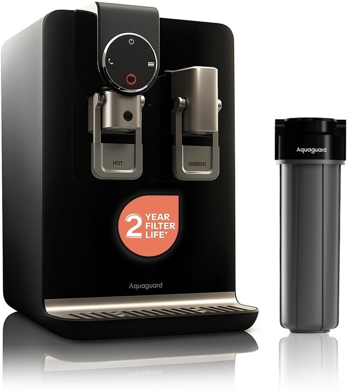 Aquaguard Aspire Blaze 2x Hot & Ambient|2 Year Filter Life|9 Stage Purification| 5.6 L RO + UV + MIN + SS Water Purifier(Black)